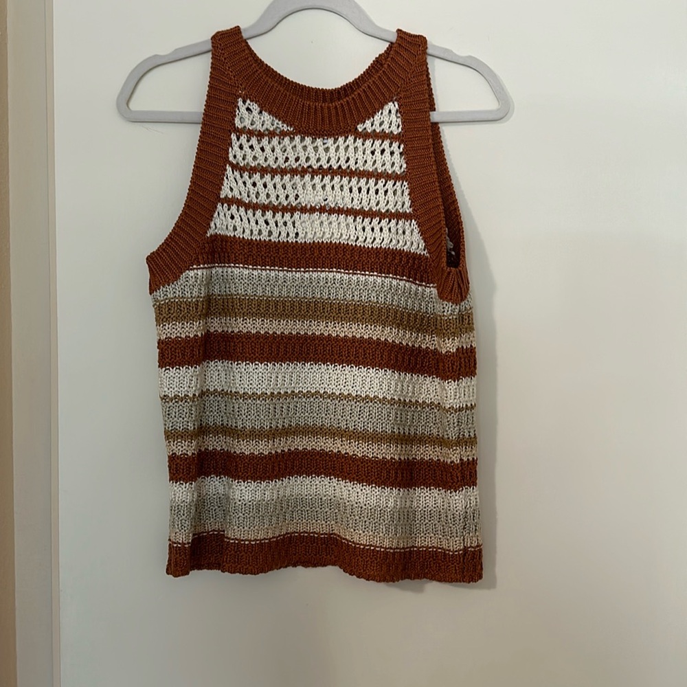 NWT Pointelle Knit Stripe Sweater Tank